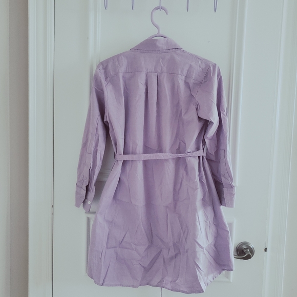 New American Apparel Belted Chamblay Lilac Shirt Dress - Picture 13 of 14